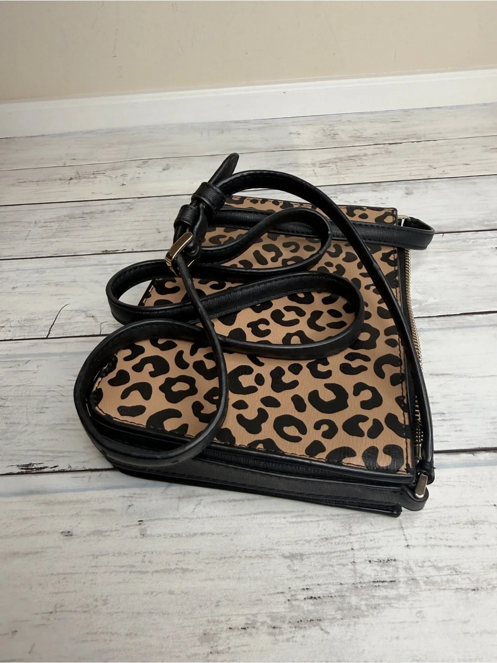 kate spade Leopard Print Crossbody in Tan and Black with Adjustable Strap